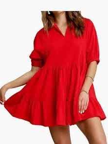 Tiered Babydoll Dress Red