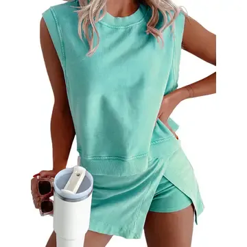 Sleeveless Skort Set Green\aquA