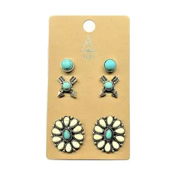 Turq And White 3set Earring