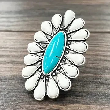 Turq\white Cuff Ring