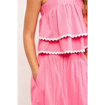 Pink Cami With Ruffle Top