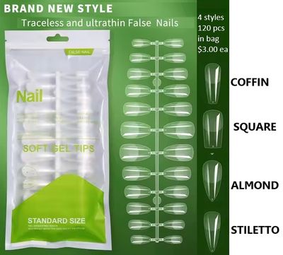 Full Cover Nail Tips - Coffin Shape-120pcs