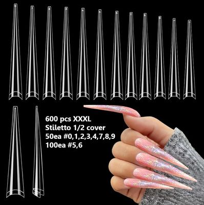 Half Cover XXXL Stiletto Tips - 600 pcs