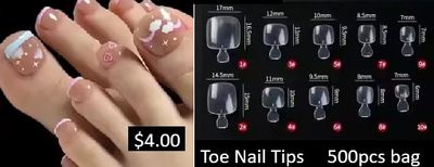 Full Cover Toe Nail Tips -500pcs
