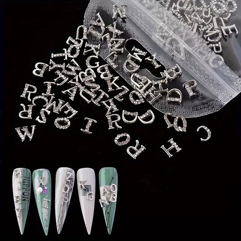 Silver Rhinestone 26pc Alphabet Charms