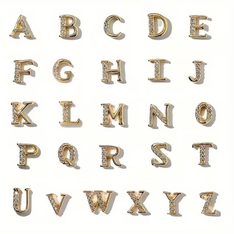 Gold Rhinestone 26pc Alphabet Charms