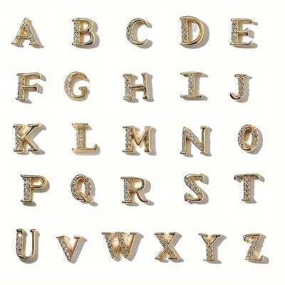 Gold Rhinestone 26pc Alphabet Charms