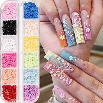3D Acrylic Flower Nail Art Resin Charms Kit