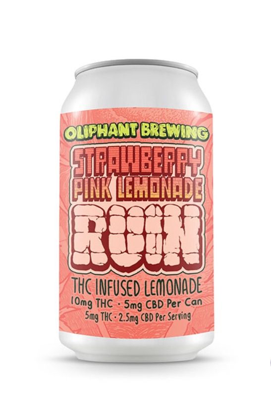 Oliphant Brewing THC + CBD Infused Beverage | 12oz, Flavor: Strawberry Pink Lemonade RUN