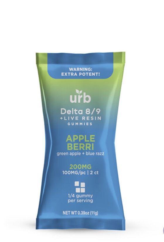 URB Delta 8/9 Gummies | 2 Count, Flavor:: Apple Berri