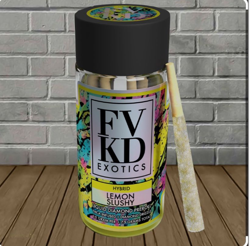 FVKD Exotics Liquid Diamond Pre Rolls | 7.5g, Flavors:: Lemon Slushy - Hybrid