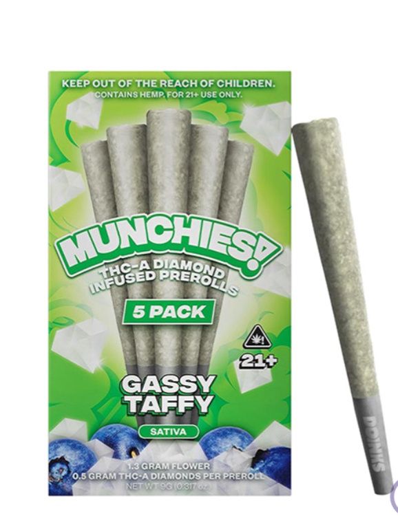 Delta Munchies THCA Pre-Roll | 5 Count, Strains:: Gassy Taffy - Sativa