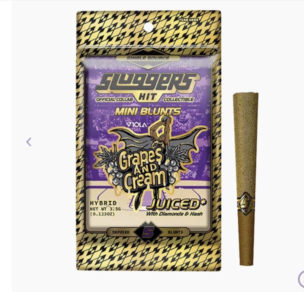 Sluggers Hit mini blunts (5ct) 3.5g, Flavor: Grapes and cream- hybrid