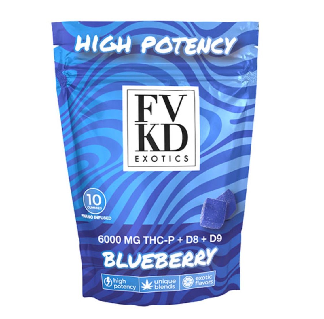 FVKD THCP + D8 + D9 Gummies | (10ct) 6000mg, Flavor:: Blueberry