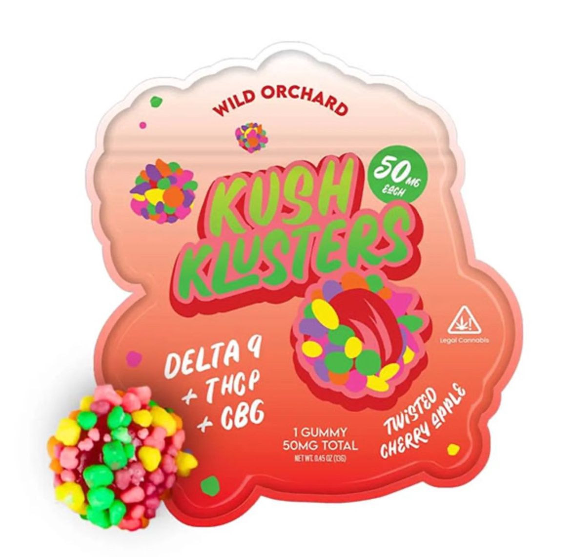 Wild Orchard Kush Klusters D9 + THCp Gummies, Flavors:: Twisted Cherry Apple