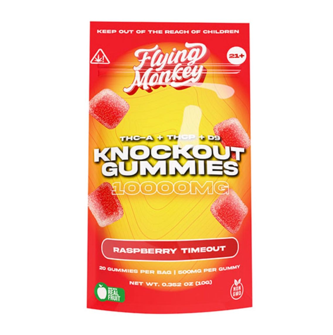 Flying Monkey Knockout Gummies | (20ct) 10000mg, Flavor: Raspberry Timeout