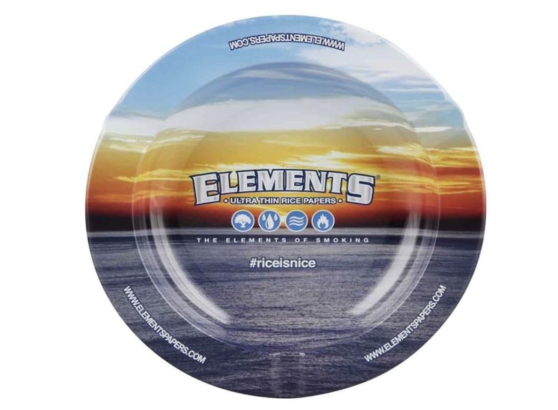 Elements Round Metal Ashtray - Blue / Magnetic / 5.5" + Beamer Smoke Sticker