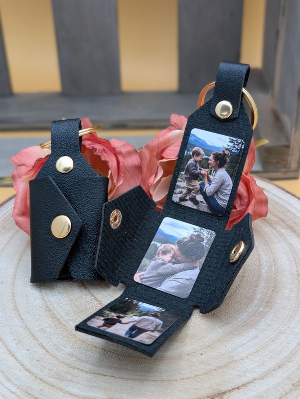 Personalisierter Schlüsselanhänger mit Foto – Mini Fotoalbum mit 3 Bildern – individuelles Geschenk für deinen Lieblingsmensch