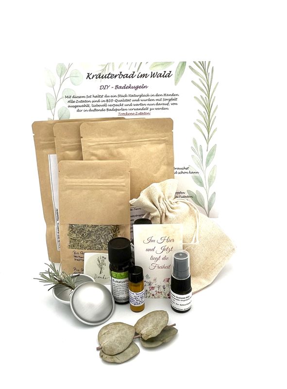 Bio-DIY-Badekugelset „Kräuterbad im Wald“