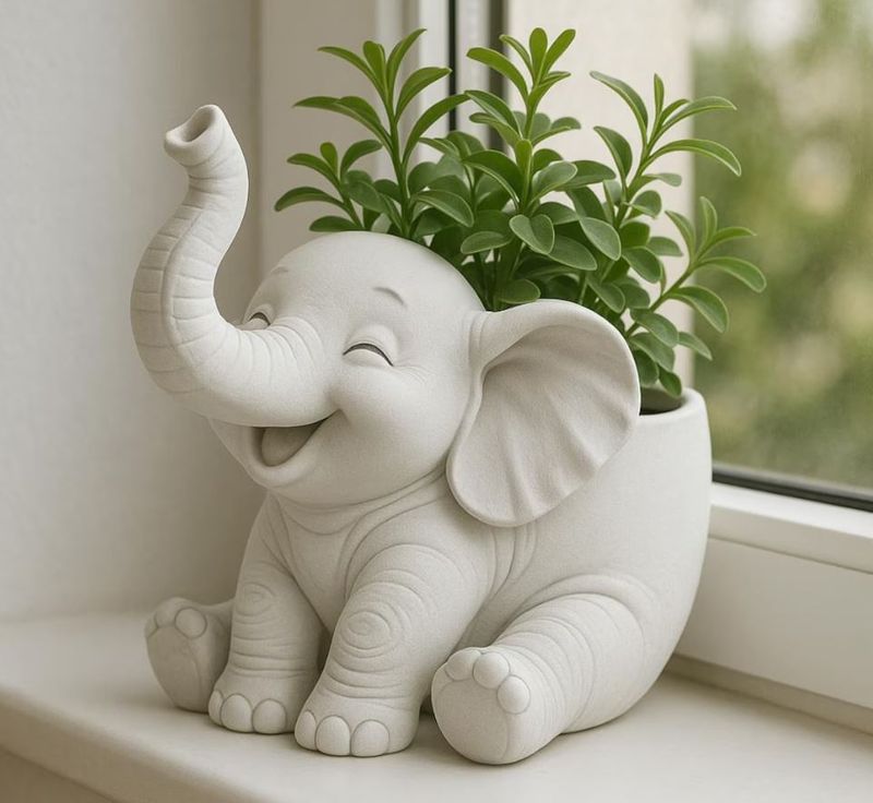 Baby Elefant Fröhlich Lustig Blumentopf Pflanztopf Elephant Topfpflanzen Geschenk Gartenliebhaber Zimmerpflanzen Büro Dekoration Weihnachten