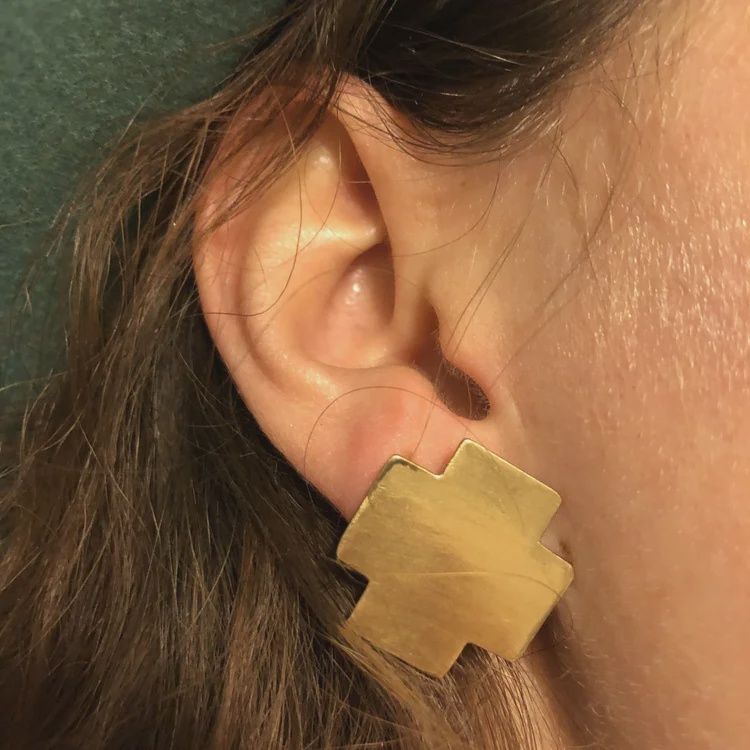 CROSS BRASS EARRING