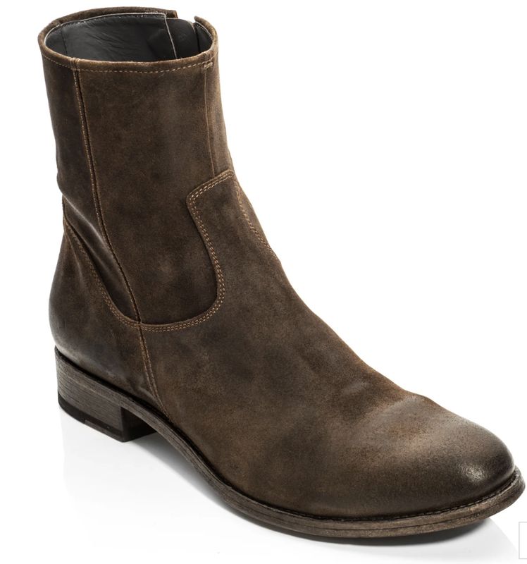 Belvedere Mid Brown Waxed Suede Zip Boot