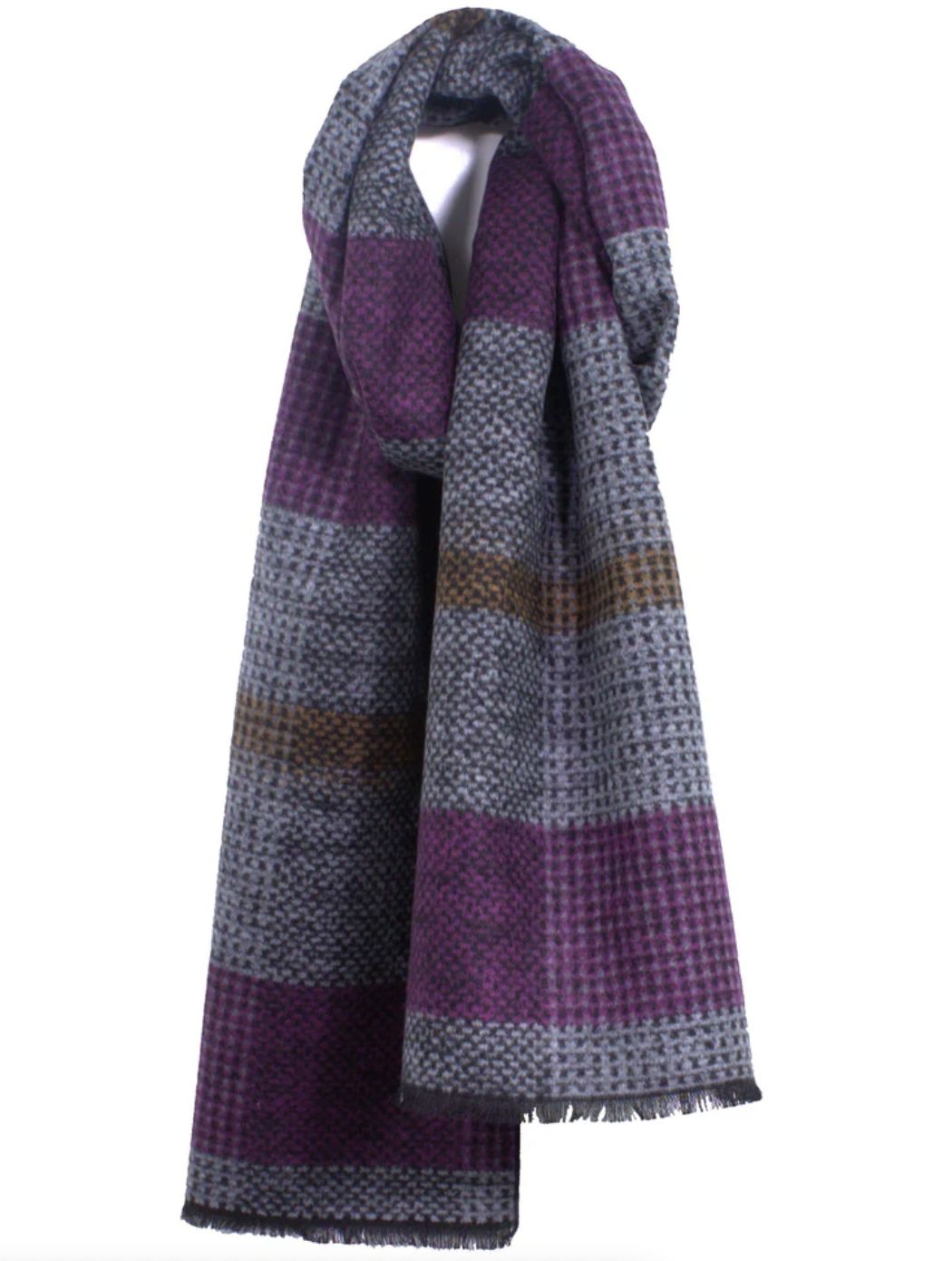 Purple Plaid Brushed Silk Scarf