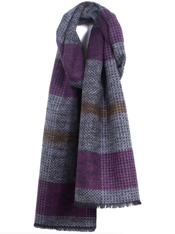 Purple Plaid Brushed Silk Scarf