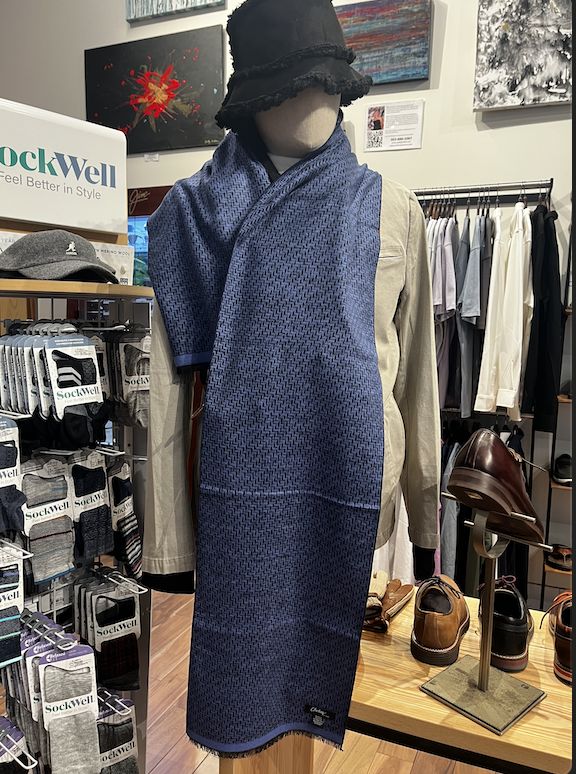 Blue Plaid Brushed Silk Scarf