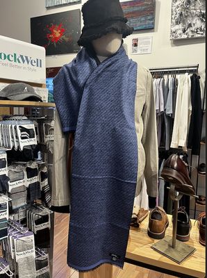 Blue Plaid Brushed Silk Scarf