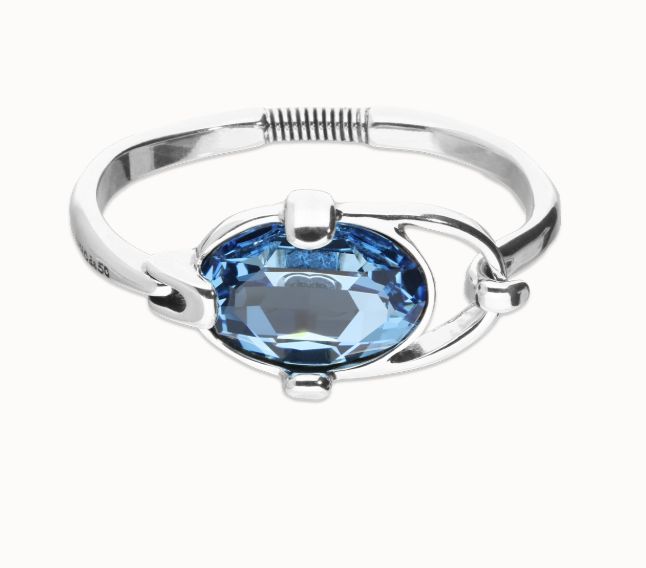 Uno De 50 Bangle bracelet with faceted blue crystal