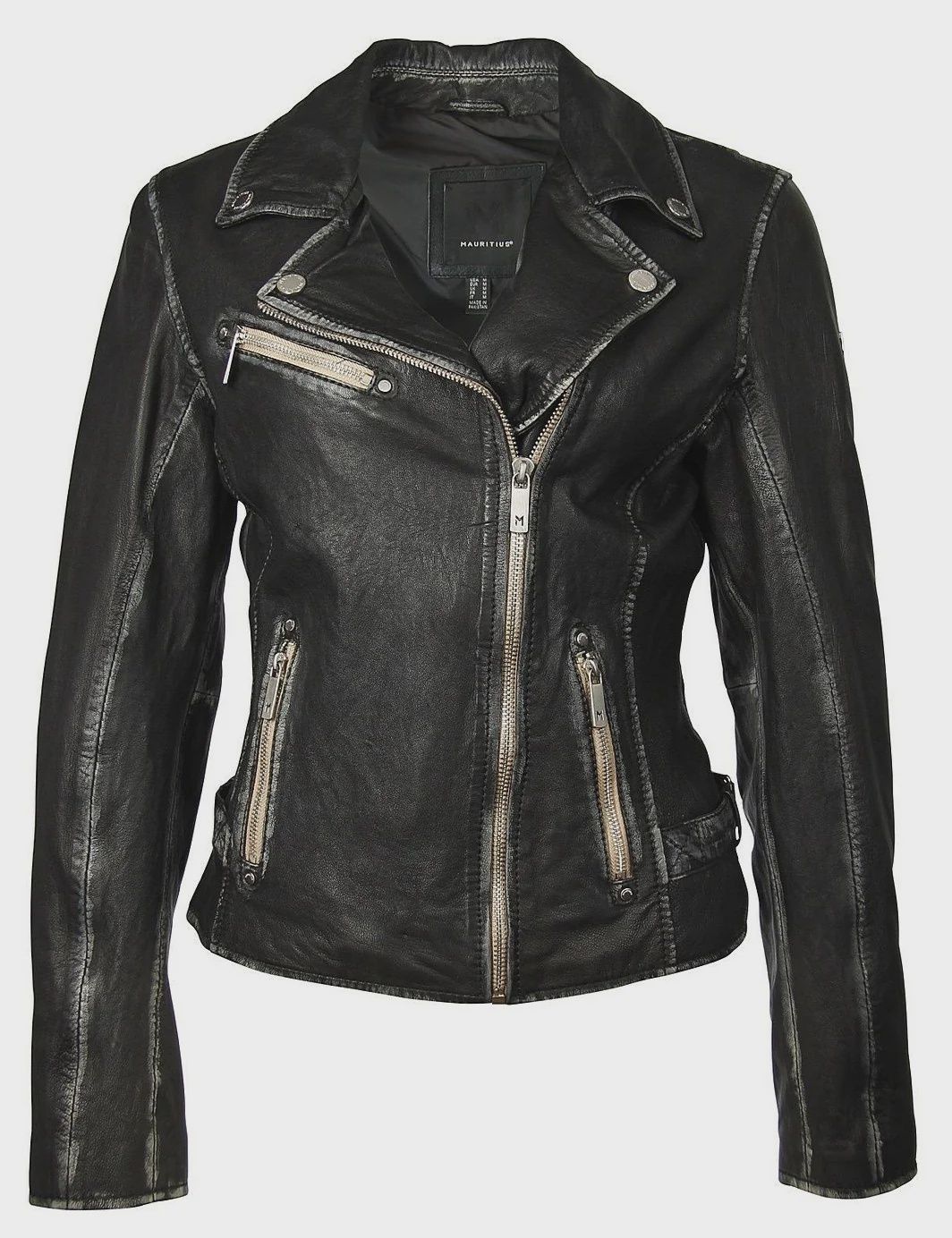 Sofia RF Leather Jacket- Black, Colour: Black, Size: S