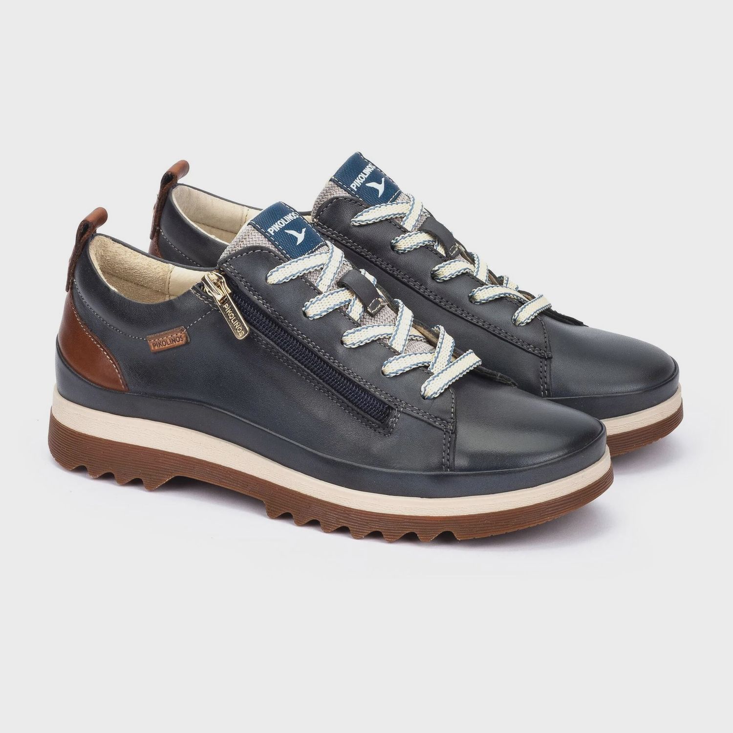 VIGO Women's trainers with laces and zipper, Color: Ocean, Size: 37
