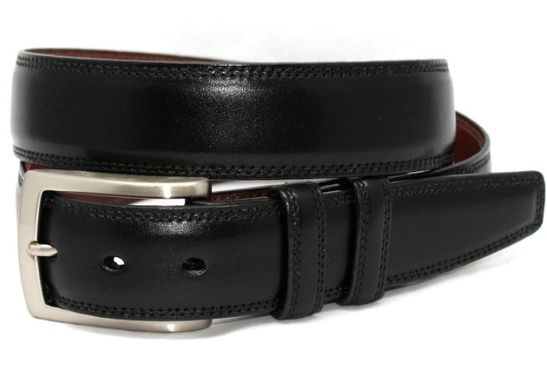 ITALIAN BURNISHED KIPSKIN BELT - BLACK, Size: 32