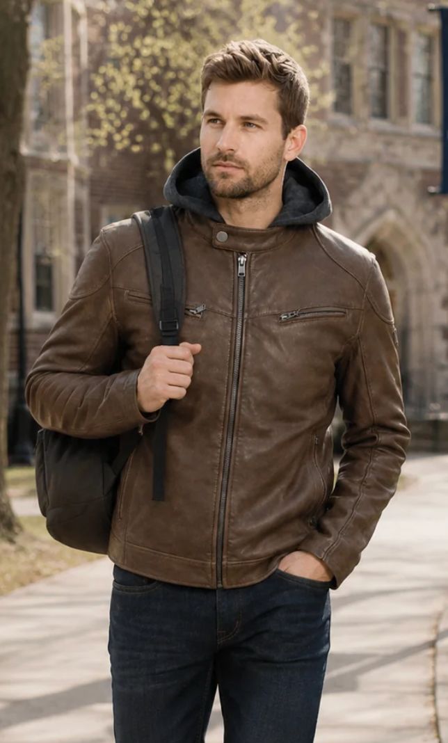 Biko UF, Leather Jacket- Dark Taupe