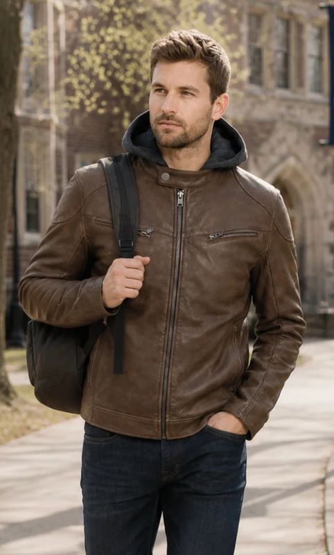 Biko UF, Leather Jacket- Dark Taupe