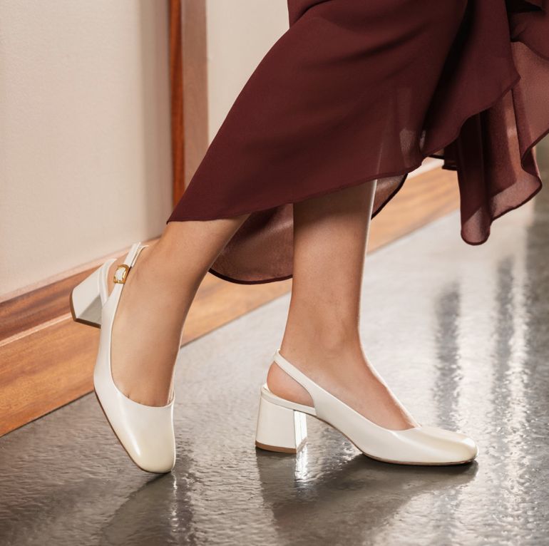 STASIA MID SLINGBACK CREAM, Size: 8