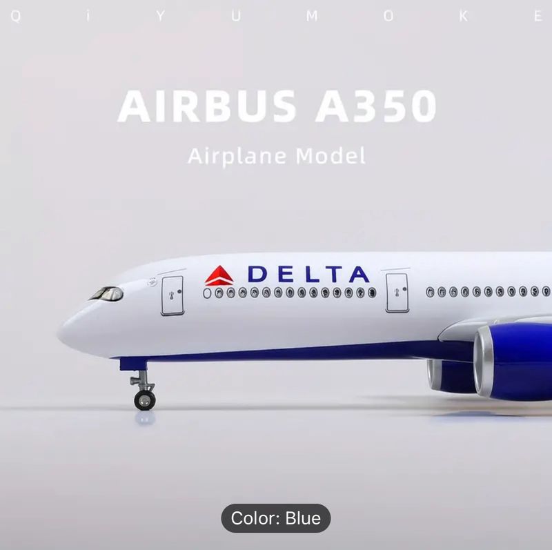 Delta Airlines Airbus A350 with Wood Stand 18” Collectors Desk Model