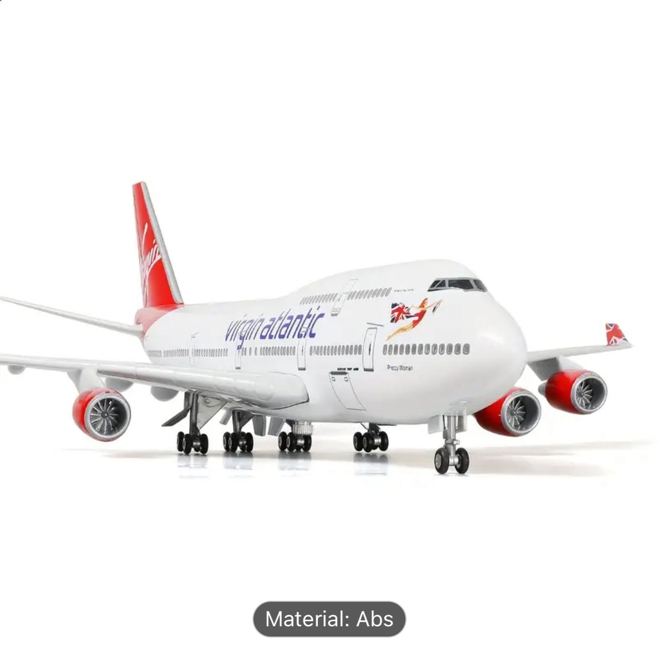 Virgin Atlantic Airlines Boeing 747 Scale Model Aircraft 18” with Wood Stand