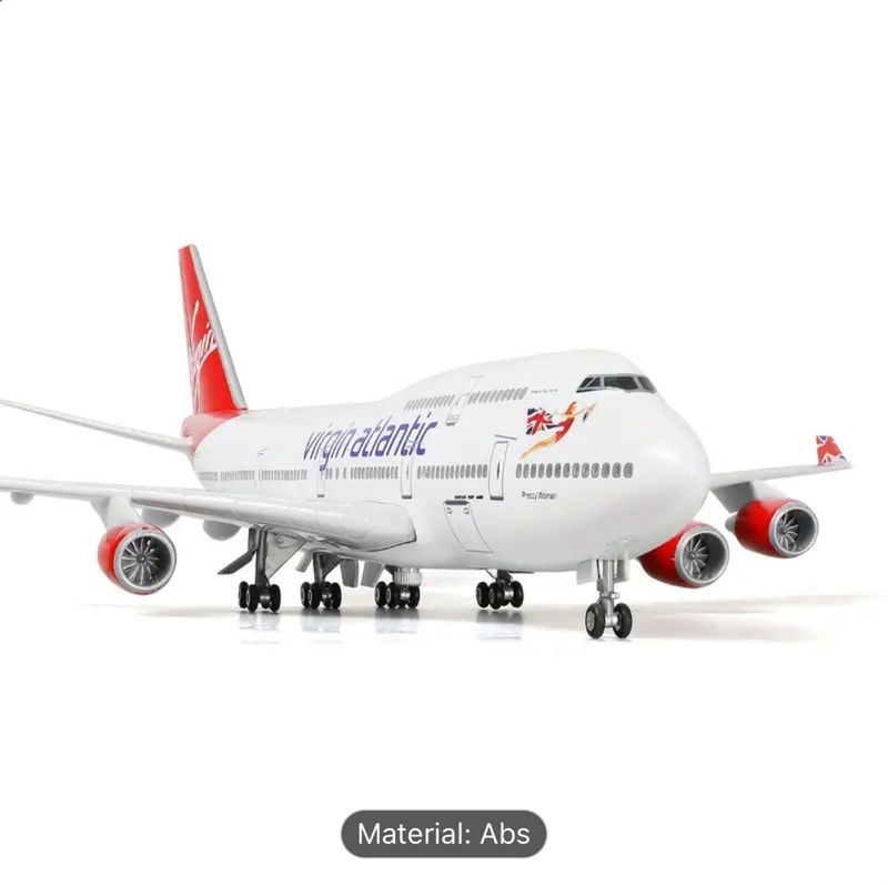 Virgin Atlantic Airlines Boeing 747 Scale Model Aircraft 18” with Wood Stand
