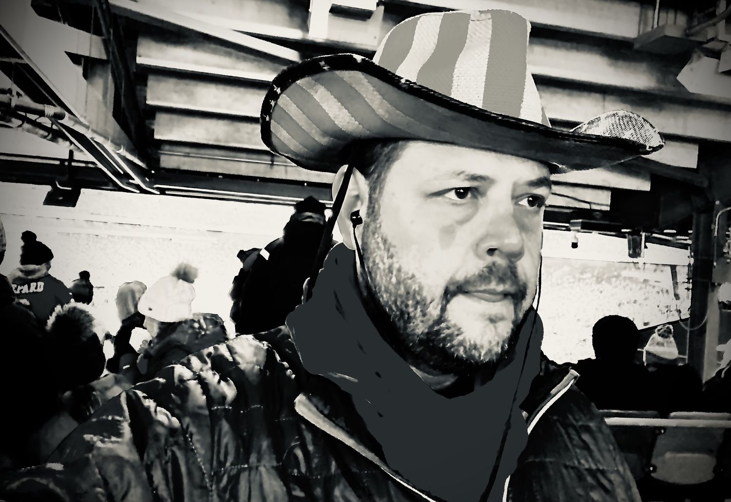 Mens American Flag Red &amp; Brown Curled Cowboy Hat