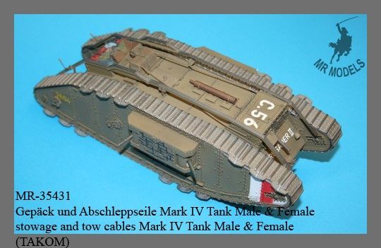 British Mark IV Tank Male & Female stowage and tow cables British Mark IV Tank Male & Female stowage and tow cables