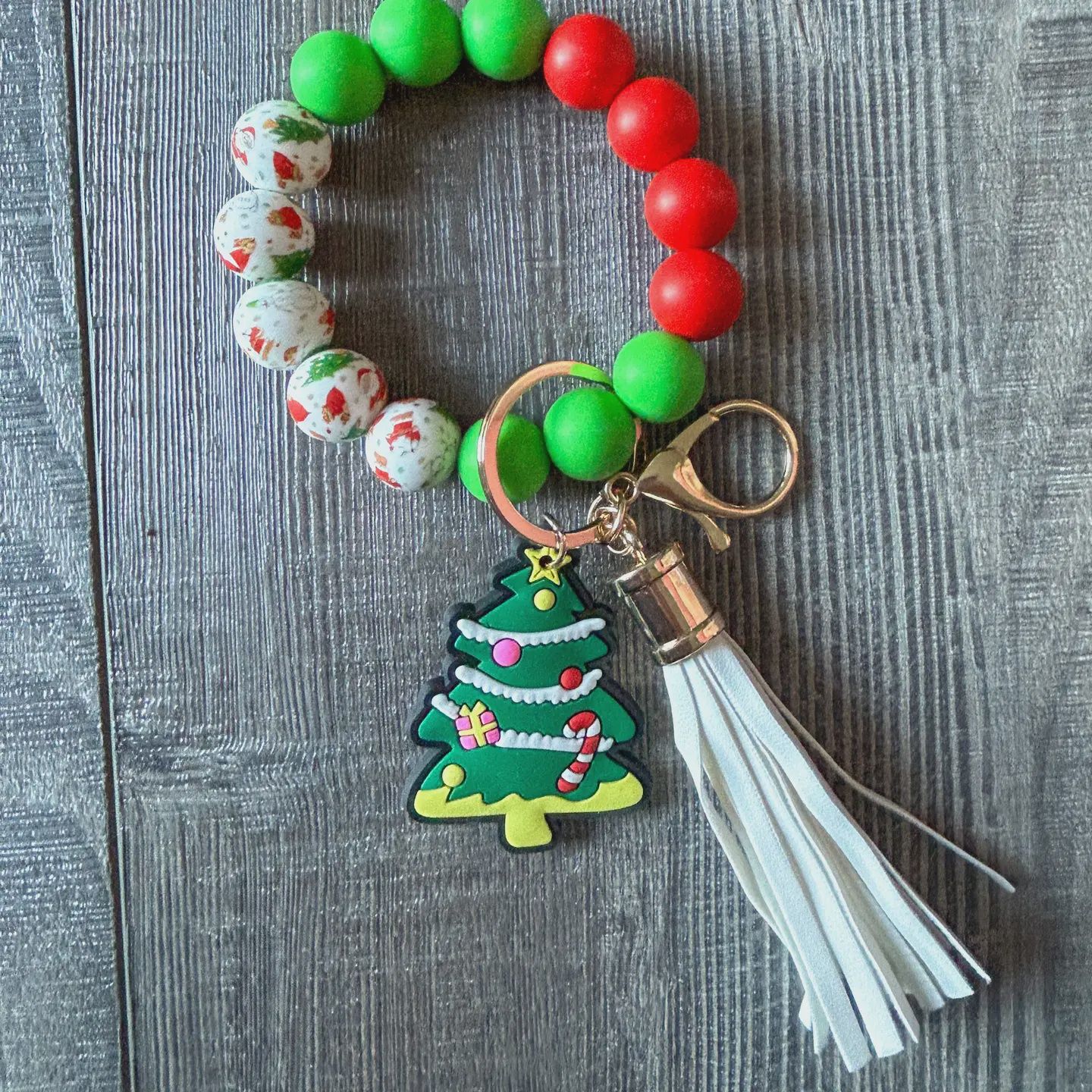 Christmas Silicone Beaded Keychain
