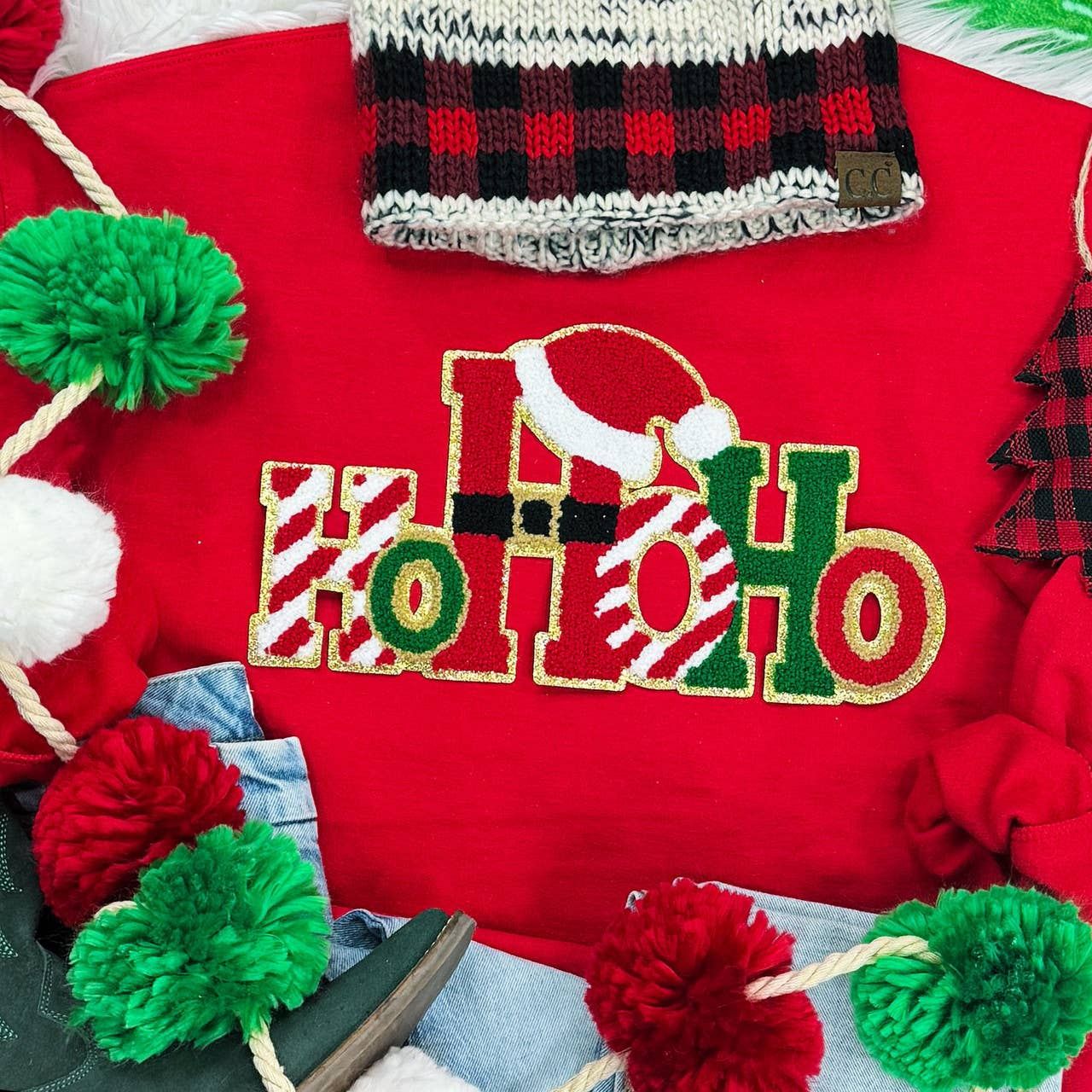 HOHOHO Chenille Patch Sweater