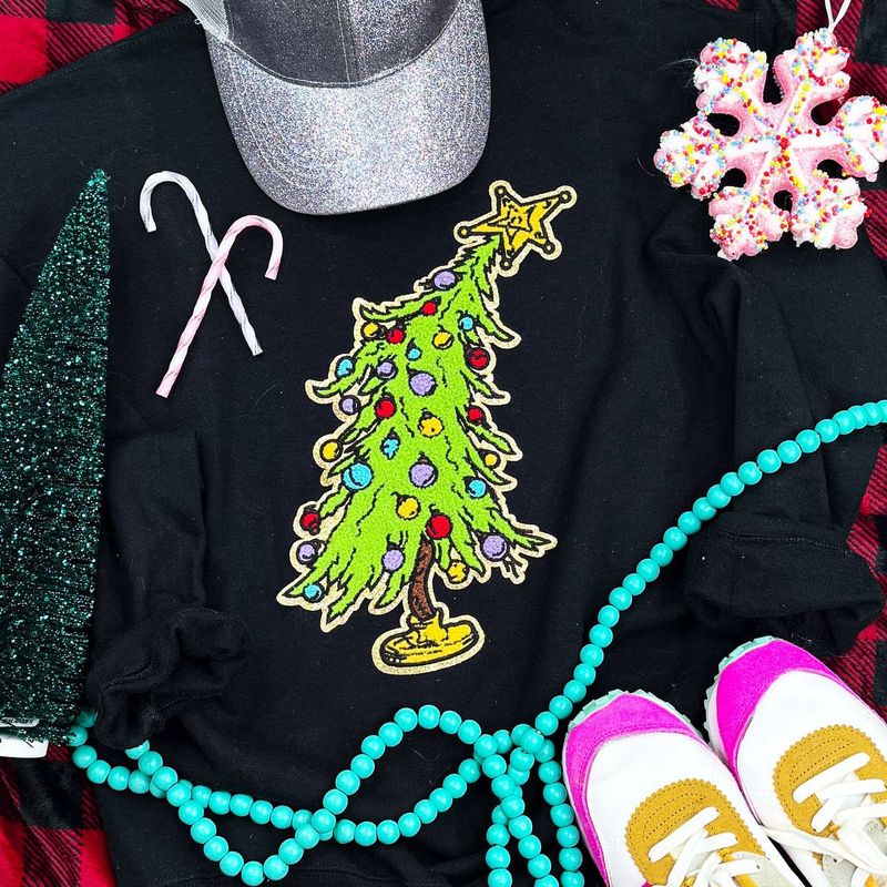 Chenille Patch Grinch Tree Sweater