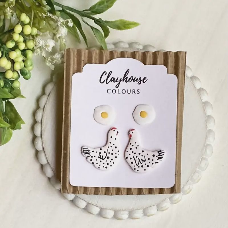 Chicken &amp; Eggs Stud Earrings