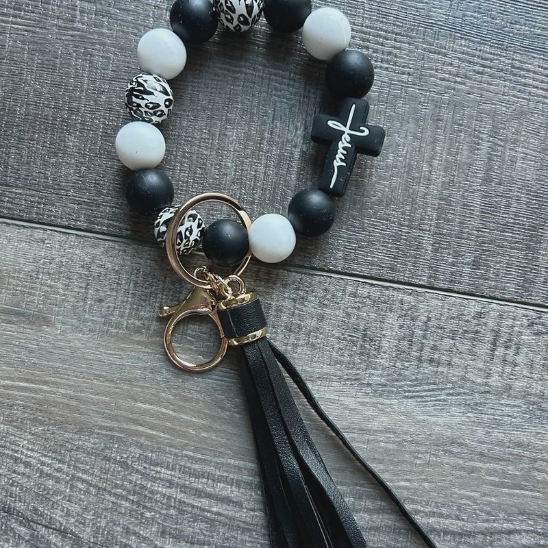 Cross Beaded Keychain