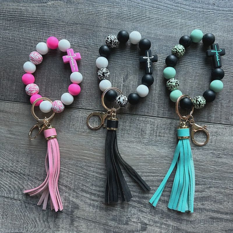 Cross Beaded Keychain