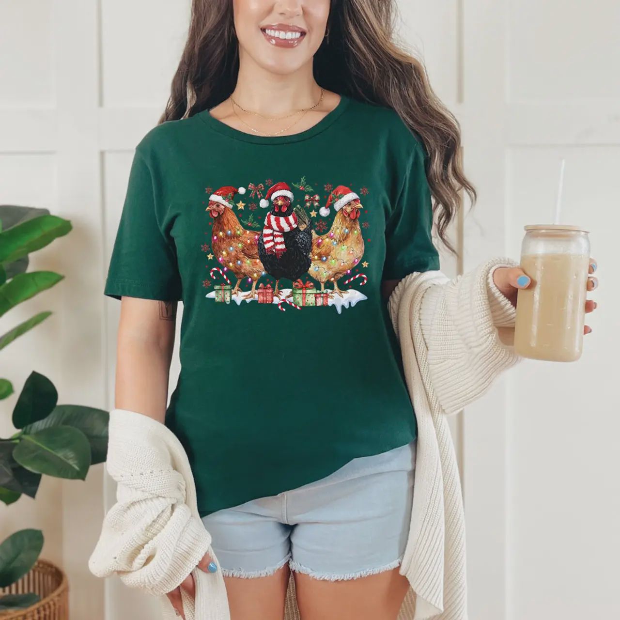 3 Chickens Christmas Sweatshirt
