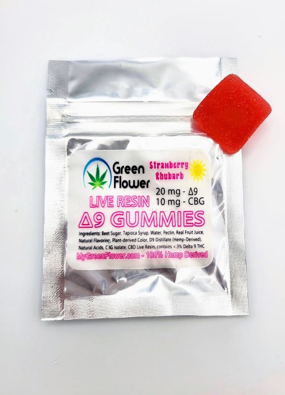 20 mg - Strawberry Rhubarb - Delta 9 Live Resin Gummies with CBG